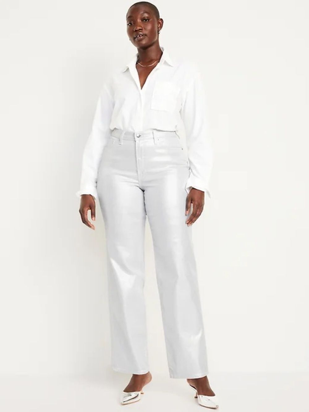 NWT Old Navy High-Waisted Silver Shine OG Loose Jeans Sz 16